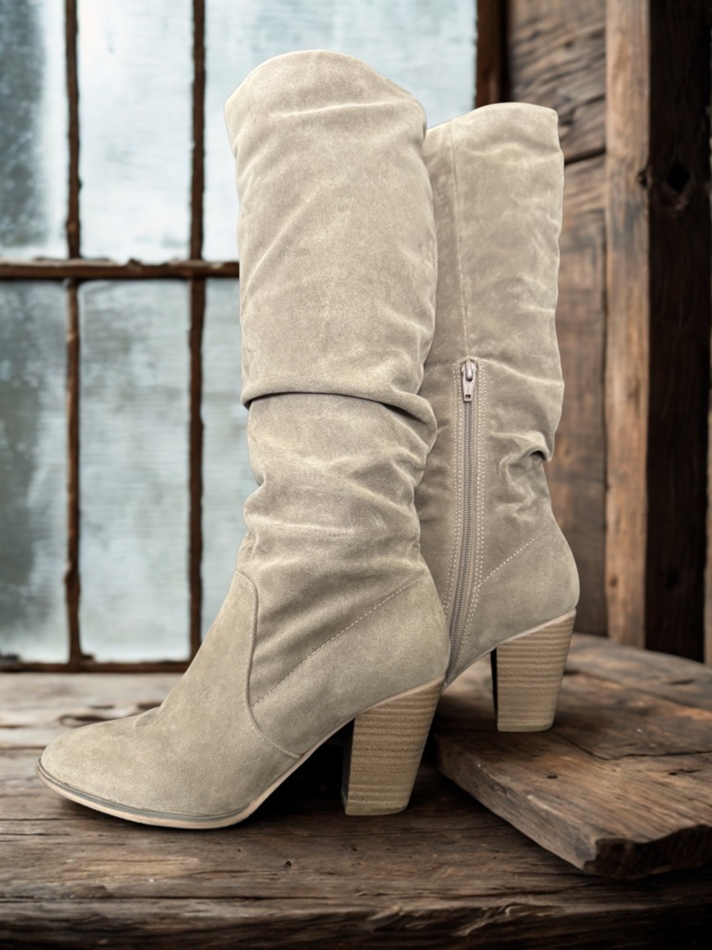 Target Women's Taupe Suede Over-the-Knee Heeled Boots